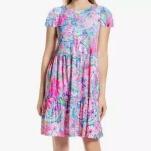 Lilly Pulitzer Geanna Short Sleeve Dress in Multi Flock Full of Fun